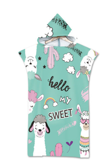 Beach Sun Protection Changing Hooded Cloak, Wearable Beach Swimming Towel