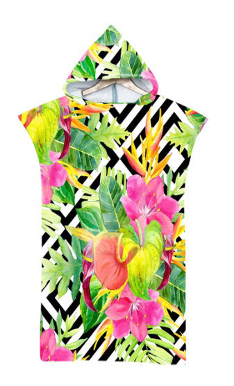 Beach Sun Protection Changing Hooded Cloak, Wearable Beach Swimming Towel