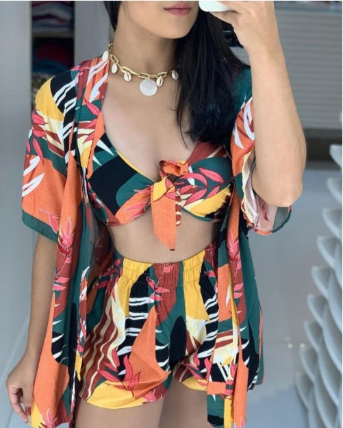 Flower plant beach three-piece