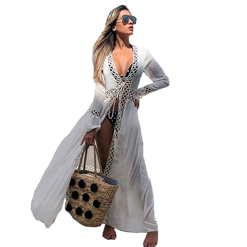 Beach Blouse, Round Hole Lace Holiday Anti-Sai Cardigan, Bikini Beach Long Skirt