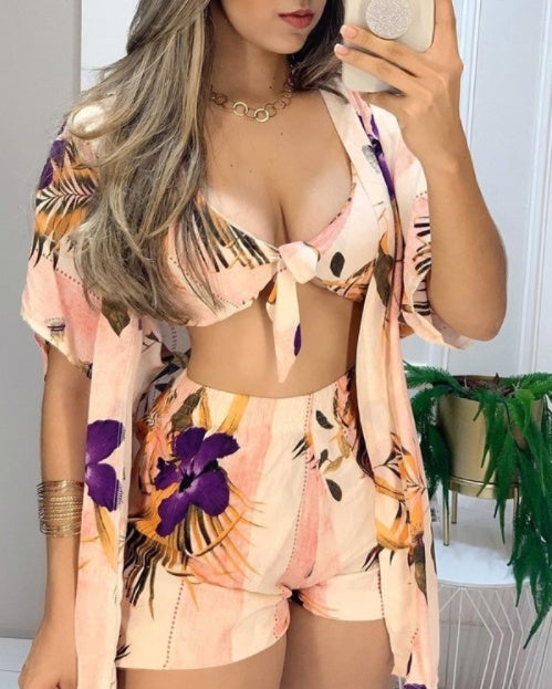 Flower plant beach three-piece