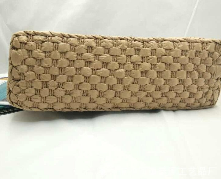 Wooden handle beach bag handbag