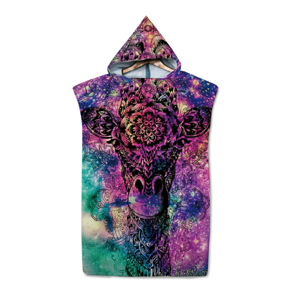 Beach Sun Protection Changing Hooded Cloak, Wearable Beach Swimming Towel