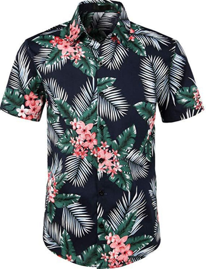 Printed beach short sleeve shirt