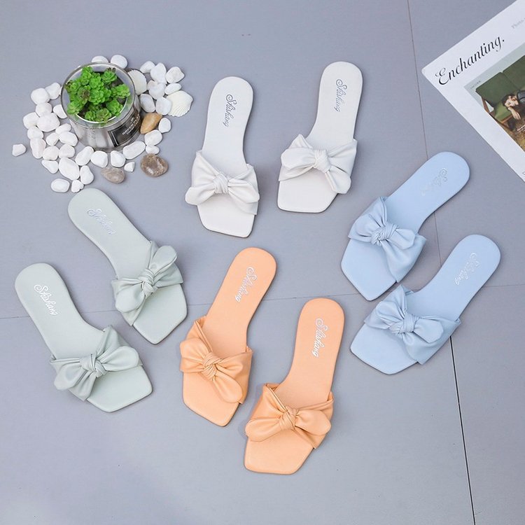 Women's Beach Slippers With Bow