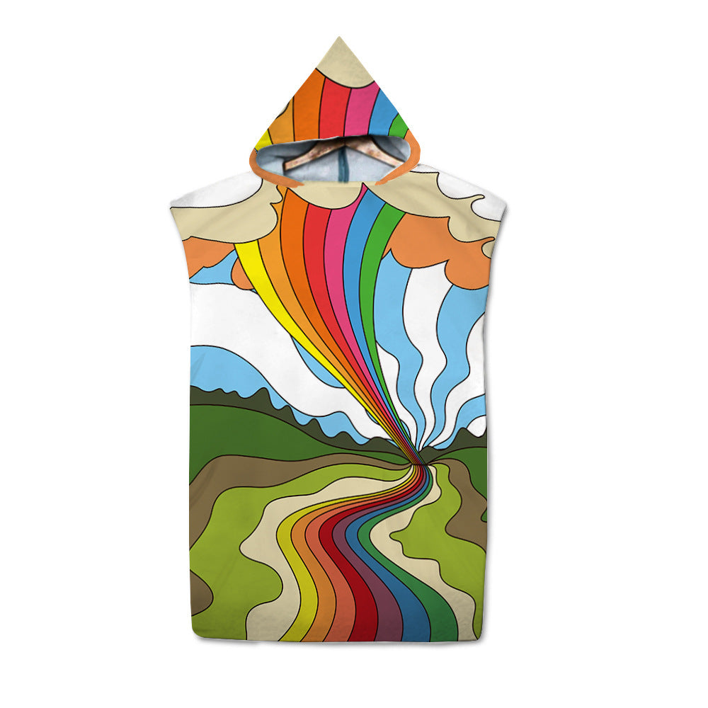 Beach Sun Protection Changing Hooded Cloak, Wearable Beach Swimming Towel