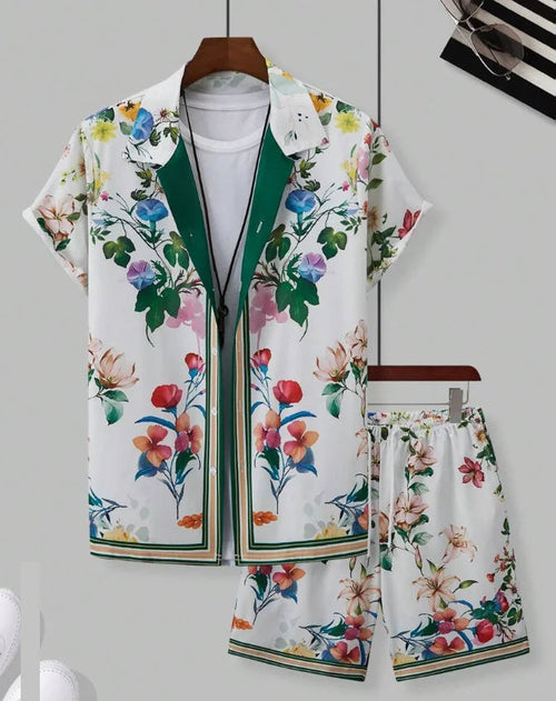 Hawaiian resort wear men beach shorts set