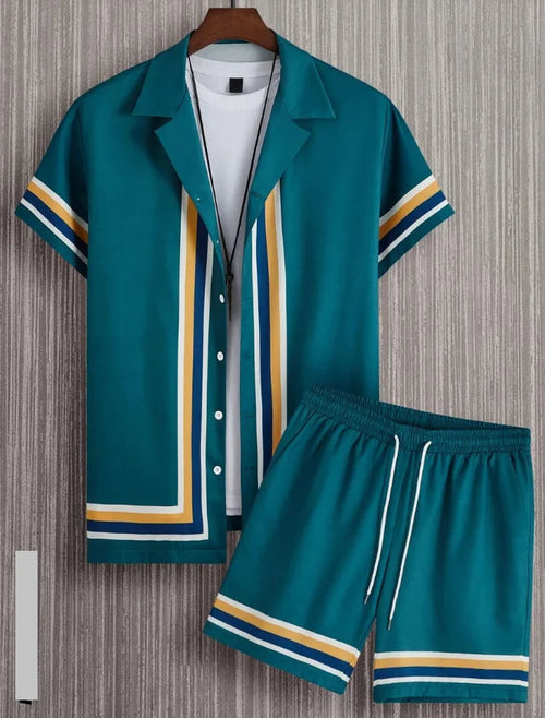 Hawaiian resort wear men beach shorts set