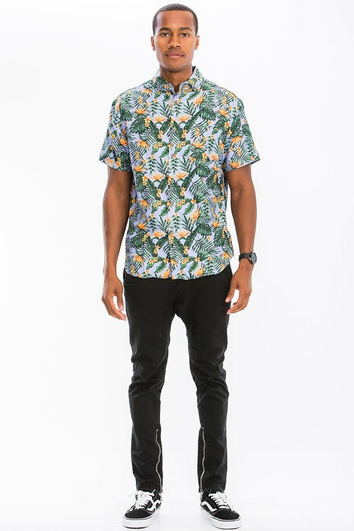 Hawaiian Print Button Down Shirt
