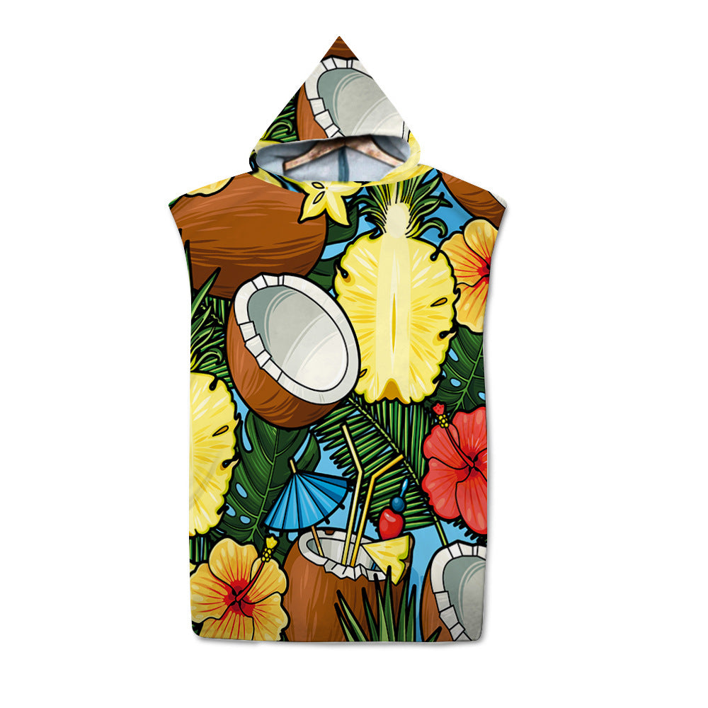 Beach Sun Protection Changing Hooded Cloak, Wearable Beach Swimming Towel