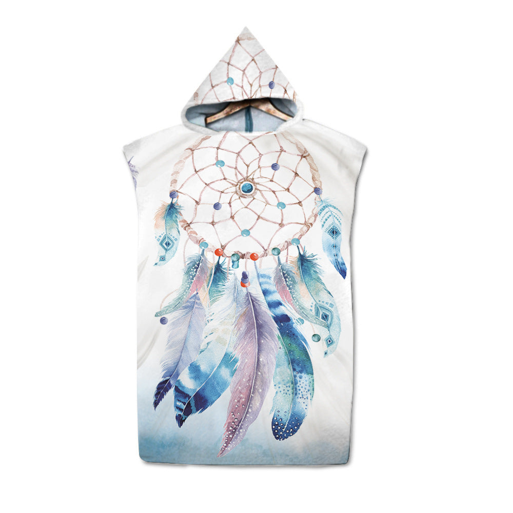 Beach Sun Protection Changing Hooded Cloak, Wearable Beach Swimming Towel