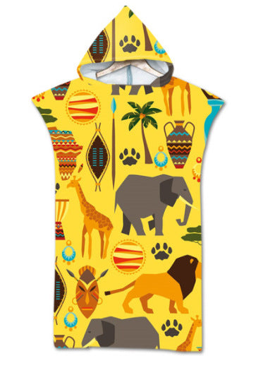 Beach Sun Protection Changing Hooded Cloak, Wearable Beach Swimming Towel